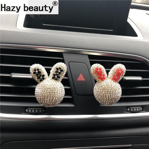 New pattern Fashion water drill A lovely flower rabbit Car perfume clip Air Freshener Automobile modeling Car-styling