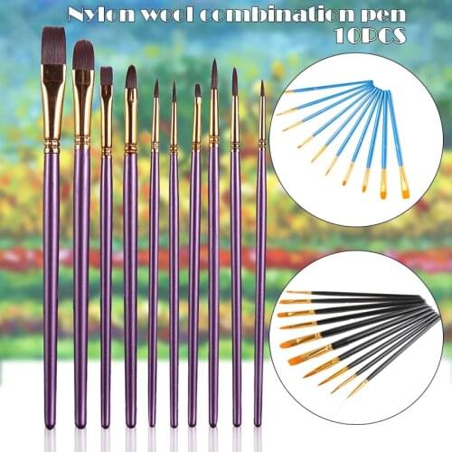New 10pcs/set Watercolor Pen Paintbrush Nylon Hair Paint Brushes Artist Oil Painting Brush Set DOM668