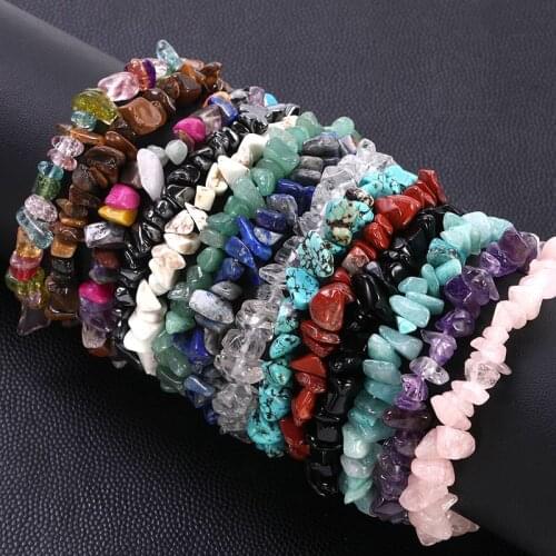 2021 New Trendy Natural Stone Irregular Bracelet Women Yoga Healing Colored Crushed Stone Crystal DIY Beaded Bracelets Making