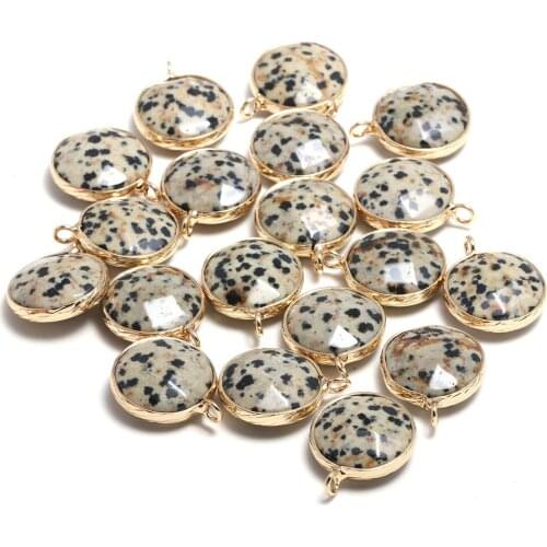 New 5pcs Natural Stone Round Section Damation Jaspes Pendants for Jewelry Making DIY Necklace Size 17x20mm
