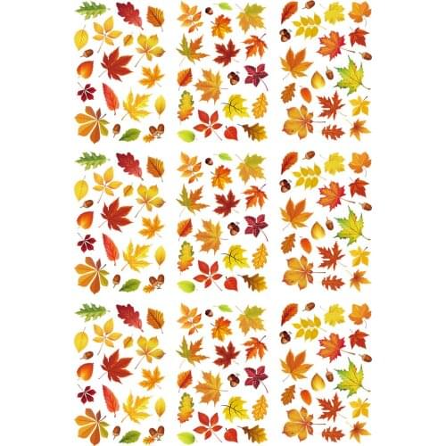 New Fashion Design 9pcs Autumn Maple Leaf Sticker Thanksgiving Window Stickers Decals Fall Party Decoration Accessories