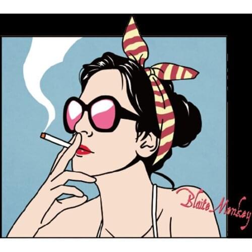 Fashion Smoking Hair band girl Patches Heat Transfer Vinyl Washable Stickers for Girl Clothing Shirt Appliques on Clothes