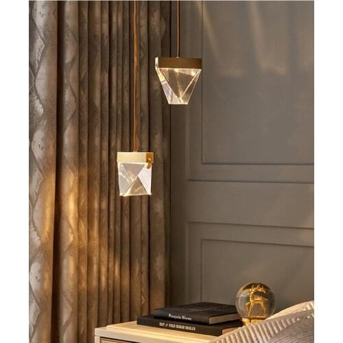 Nordic luxury restaurant chandelier study room staircase lamp modern minimalist copper bedroom diamond crystal bedside lamp