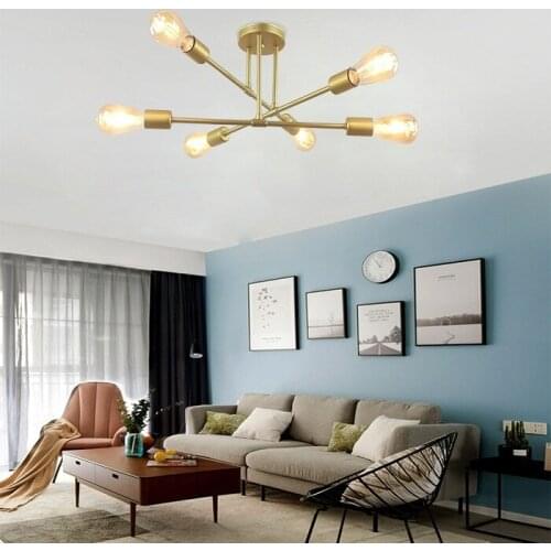 Nordic Chandelier LED Ceiling Chandelier Lighting Multiple Rod Wrought Iron Gold Chandeliers For Living Room Decor Lustre