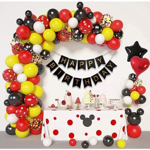1Set Mickey Minnie Mouse Balloon Baby Shower Girl Boy Red Black Yellow Latex Ballon Cartoon Birthday Party Decor Kids Toy Globos