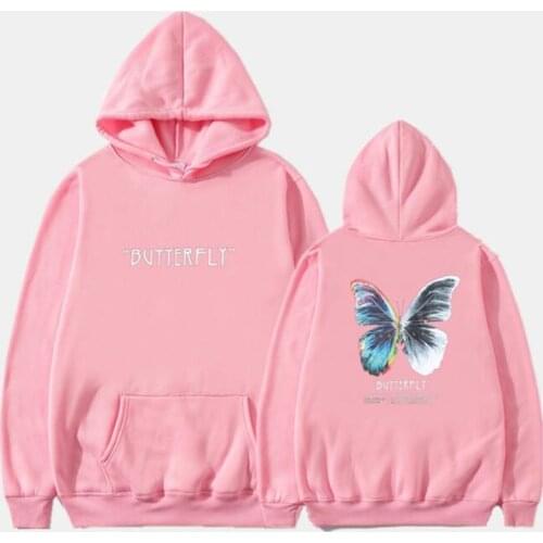 2021 Women Sweatshirt Hoody Ladies Hooded Butterfly Printed Casual Pullovers Girls Long Sleeve Spring Autumn Winter Sweatshirts