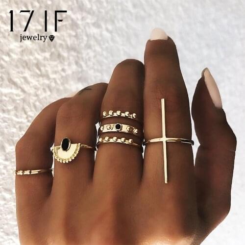 DAXI 6 pcs/set Charm Gold Color Midi Finger Ring Set for Women Vintage Bohemian Knuckle Party Rings Punk Jewelry Gift for Girl