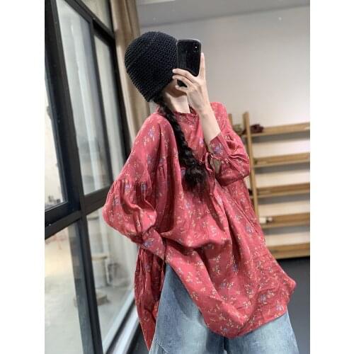 Printed Mori womens back corded baby dress spring style versatile loose linen dress h80148