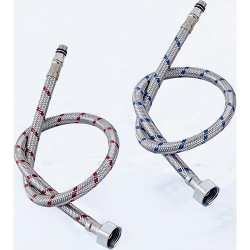 G1/2 G3/8 G9/16 Plumbing Hoses Stainless Steel Flexible Drain Pipes 50cm Cold and Hot Mixer Water Pipe Hoses 1 Pair pack