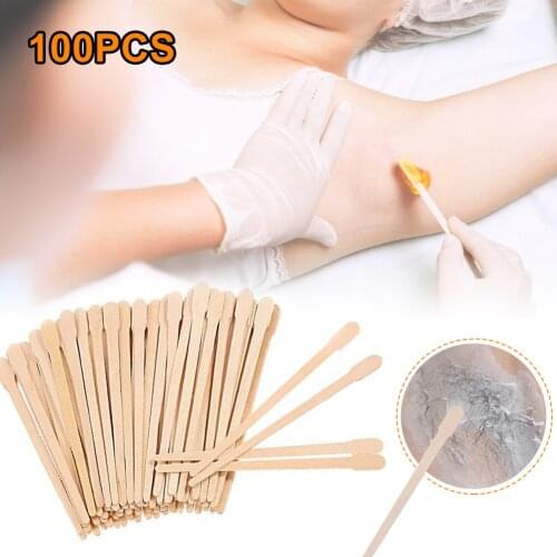 100pcs Disposable Wax Applicator Sticks Spatulas Applicator Hair Eyebrows Remover Body Beauty Thin Flat Head Accessories