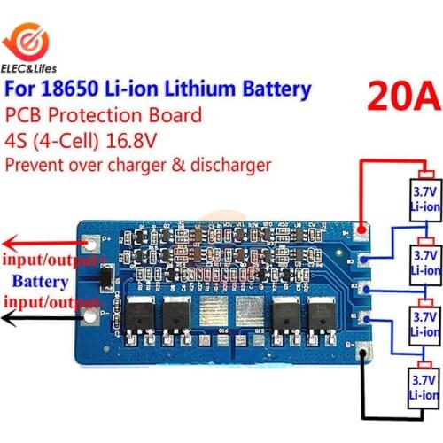 14.8V 16.8V 4S 20A 18650 Lithium Battery protection board BMS PCB Li-ion Cell battery charging module