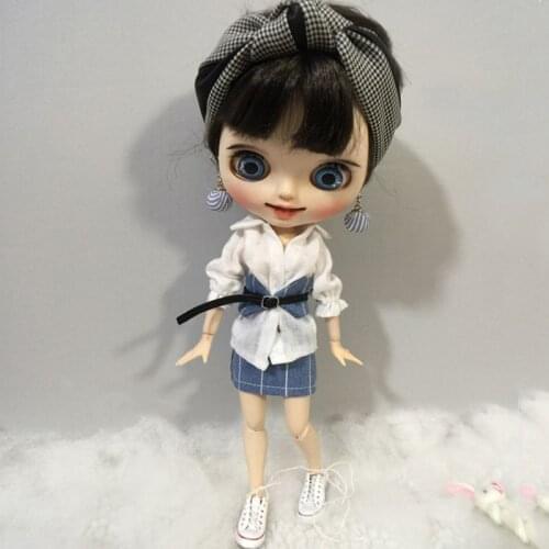 3pcs/set Dolls Blyth Clothes Shirt +Skirt+ Belt for Barbi Skirt Outfit Azone Licca for 1/6 Doll Clothing Accessories
