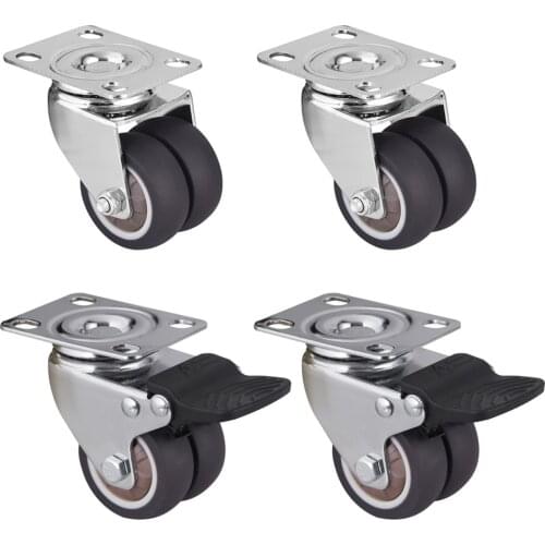 4 Pack Swivel Caster Wheels Heavy Duty Caster Wheels With Top Plate No Noise Wheels For Carts Workbench (2 inch with brake)