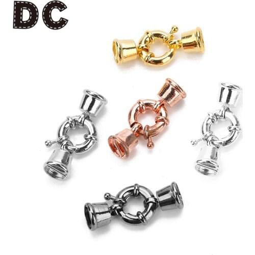 5pcs/lot 13mm 17mm Round Spring Cord End Fastener Clasps Hooks for Necklaces Bracelets Copper Buckle Connectors DIY Jewelry
