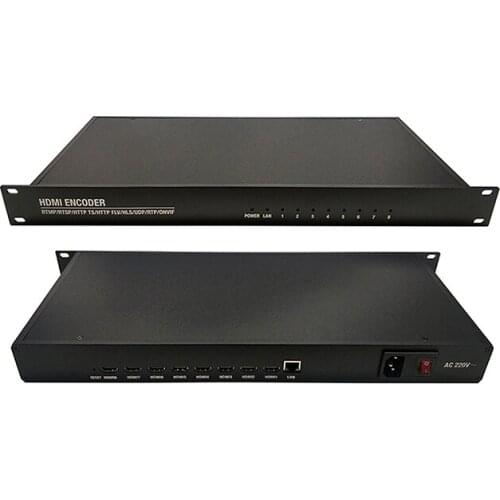 8-Channel Video Audio Encoder H.264/H.265 IP Streaming Device HTTP/RTSP/RTMP/UDP/Onvif Monitoring IPTV System