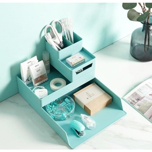A4 Paper Organizer Document Plastic Case Office Table Desk Storage Superposition Filling File Box Holder C5AE