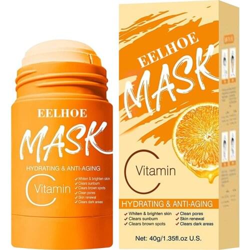 Vitamin C Purifying Clay Stick Mask Moisturizing Oil Control Anti-Aging Face Mask Sticks Deep Pore Cleaning Reduce Blackheads