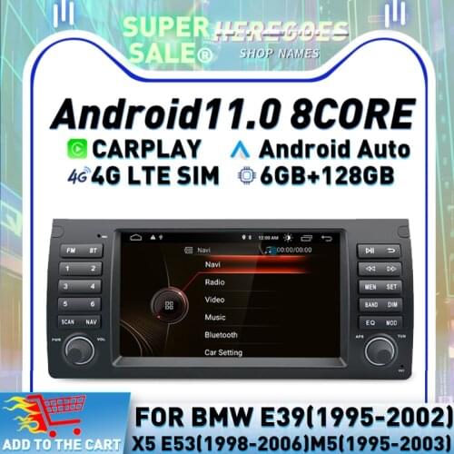 Carplay 8" DSP Android 10.0 4G + 64GB Car DVD Player Navigation GPS Autoradio For Bmw X5 E53/5 Series E39/M5 Radio Stereo 4G LTE