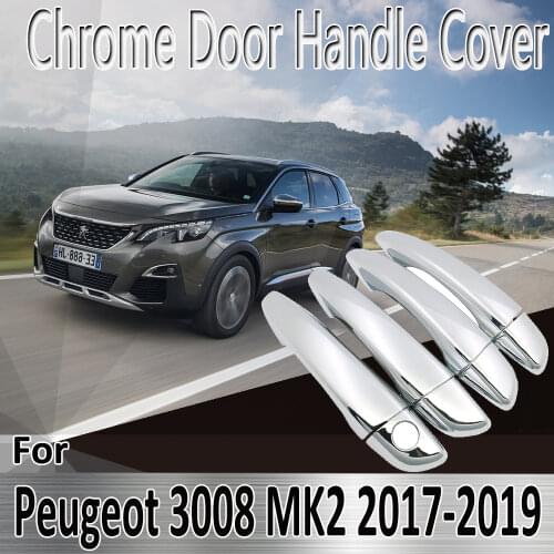 For Peugeot 3008 MK2 2017 2018 2019 Styling Stickers Decoration Chrome Door Handle Cover paint Refit Car Accessories