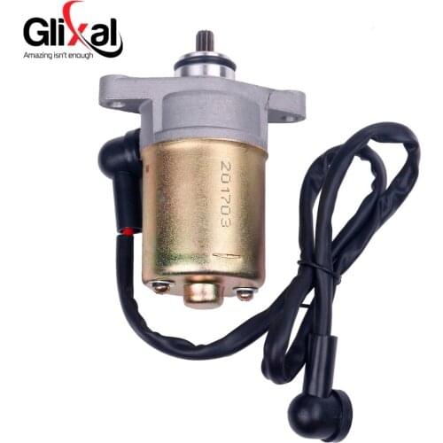 Glixal GY6 49cc 50cc 80cc 100cc Electric Starter Motor with Wire for 4-stroke QMB139 13QMB Scooter Moped ATV Go-kart Engines