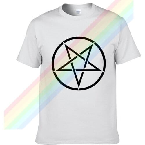 Satan Black Star Inside A Circle Men Women Summer 100% Cotton Black Tees Male Newest Top Popular Normal Tee Shirts Unisex