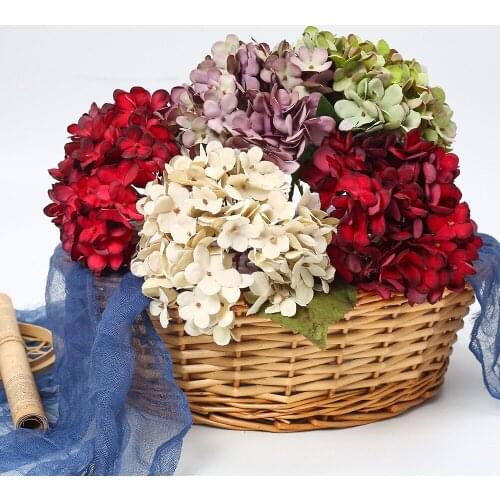 1pcs Artificial Silk vase flower arrangement Wedding Bouquet Bridal Vintage Hydrangea Decor Lifelike Beautiful Fake Flowers