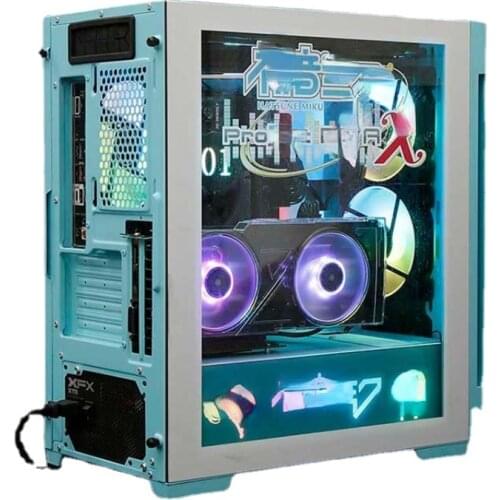 ITX Computer Small Chassis Desktop DIY Hatsune Pink Game Anime Custom Water-Cooled Transparent Full-Transparent DVA