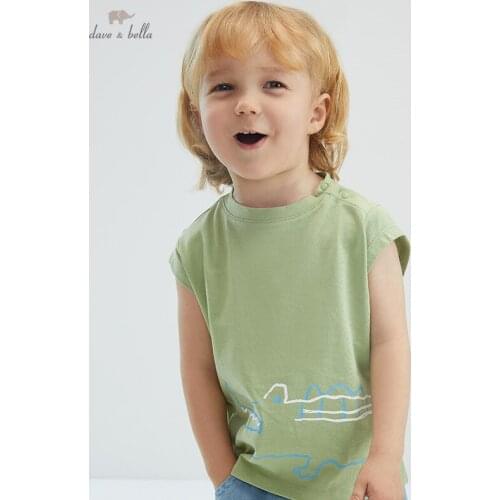 DBX18101 dave bella summer baby boys casual cartoon print T-shirt children tops kids boy fashion tees
