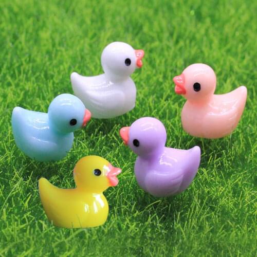 Mini Duck Figurine Cartoon Animal Moss Terrarium Cacti Decor Miniature Resin Craft Gift Dollhouse Fairy Garden Accesso