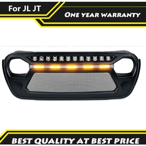 Modified For JL JT Racing Grills For Wrangler JL 2018-2021 & Gladiator JT Car Front Bumper Grilles Upper Racing Grille Grill