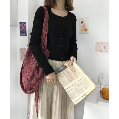 Fashion Small Broken Flower Crossbody Bag Women Corduroy Soft Casual Shoulder Messenger Totes Bag 2021 Female Handbag All-match