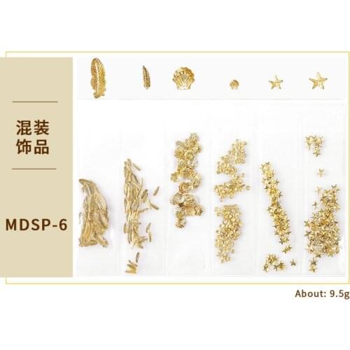 Fashion 3D Feather Star Rivet Nail Glitter Powder Metallic Color Nail Art UV Gel Polishing Flakes Dust Decorations Manicure MDSP