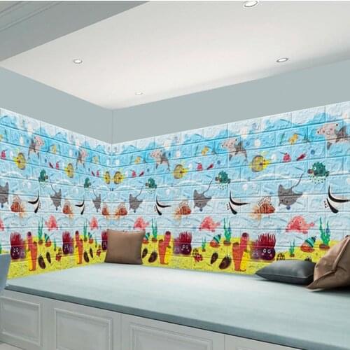 3d three-dimensional brick wall stick anti-collision waterproof self-adhesive wallpaper living room bedroom mural children room