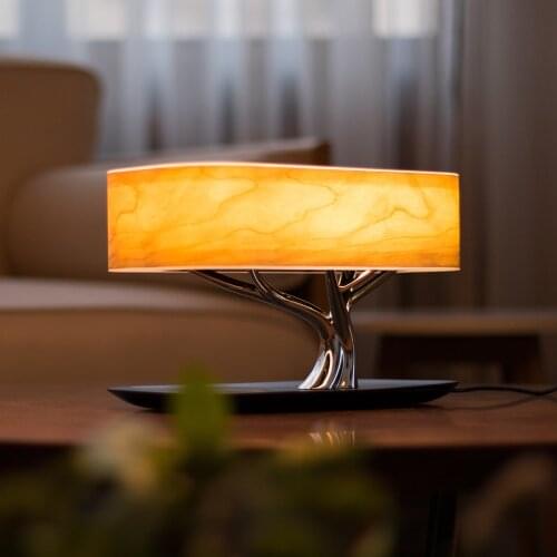 Modern Tree of Light LED Table Lamp Bedside Smart Lamp with Built-in Bluetooth Speaker Wireless Charger for Bedroom Living Room