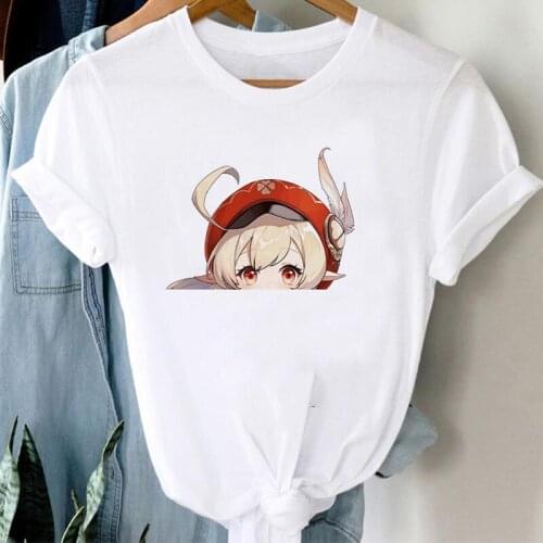 2021 New Anime Klee T Shirts Tops Genshin Impact Women Kawaii Girl Cartoon Graphic Tees Tshirts Funny Y2k Streetwear Clothing