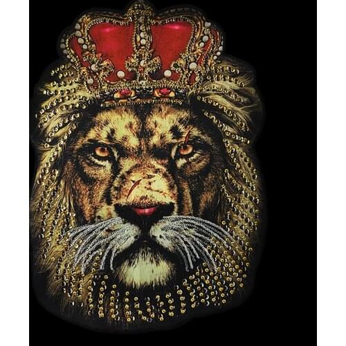 2Piece New European and American embroidery 3D decal decoration large domineering lion Patches apparel DIY hand-sewn patch