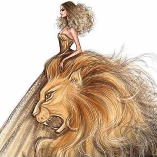 New Arrivals DIY Full Round Diamond Painting Cartoon Beauty & Lion 3D Embroidery Cross Stitch Rhinestone Mosaic Home Decor Y1165