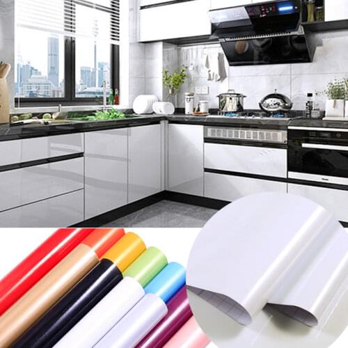 Solid Color Wallpapers DIY Hoom Decorative Film PVC Self-Adhesive Furniture Renovation Wall Stickers Kitchen Cabinet Waterproof