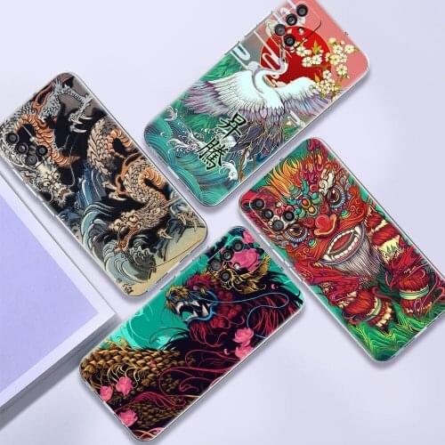 Transparent Case for Samsung Galaxy A51 A71 A21s A31 A12 A32 A11 A72 A52 Soft Back Smartphone Cover Fashion White Tiger Dragon