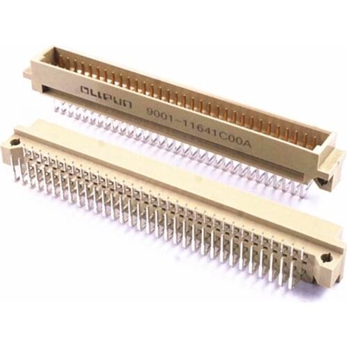 100pcs DIN 41612 Connector 2 Rows 64 Positions Din Plug Header Male Pin Right Angle Through Hole PCB 2x32 Pin 2.54 mm x 5.08 mm