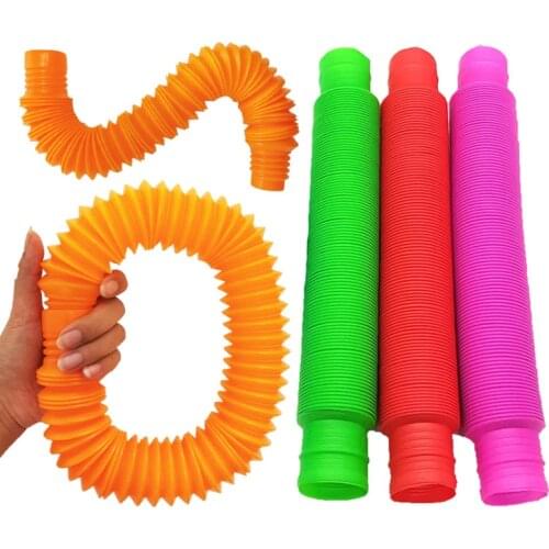4.6*23CM Jumbo Pop Tubes 7Pcs Squeeze Sensory Toy Fidget Toys Stress Relief Autism Antistress Plastic Bellows Children Adults
