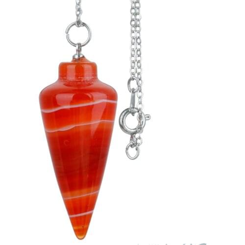 SUNYIK Sardonyx Striped Healing Dowsing Energy Reiki Chakra Pendulum with Chain