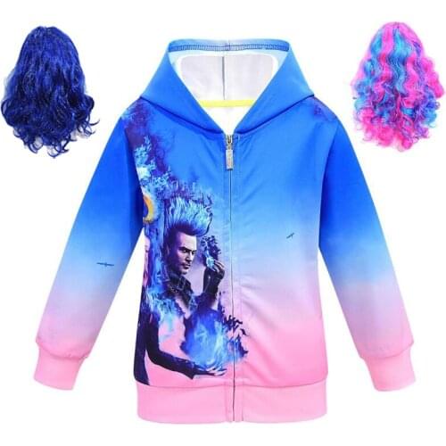 Girls Hoodies Descendants 3 Mal Evie Audrey Long Sleeve Hooded Jacket Coat 3D Printed Halloween Party Kids Cosplay Costume