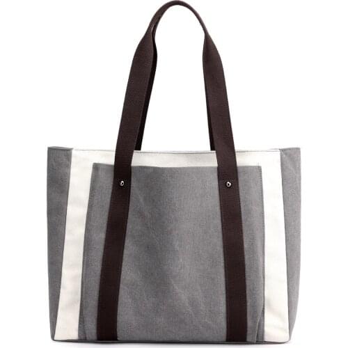 High Quality Canvas Shoulder Bag For Women 2021 Casual Design Luxury Handbag Large Capacity Soft Zipper Casual Tote Shopping Bag