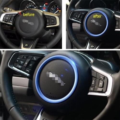 Yimaautotrims Middle Steering Wheel Decoration Ring Cover Trim Kit 1 Pcs For Jaguar XE 2016 2017 2018 2019 Interior Mouldings