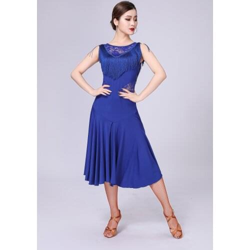 Female adult Latin uniform Latin tassel dress sleeveless uniforms square dance costumes dance skirt LD0004