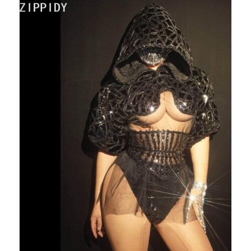 Black Sequin Shawl Shorts Belt Outfit Prom Party Reflective Wear Women Dance Rock Band DS Show Novelty Outfit Set