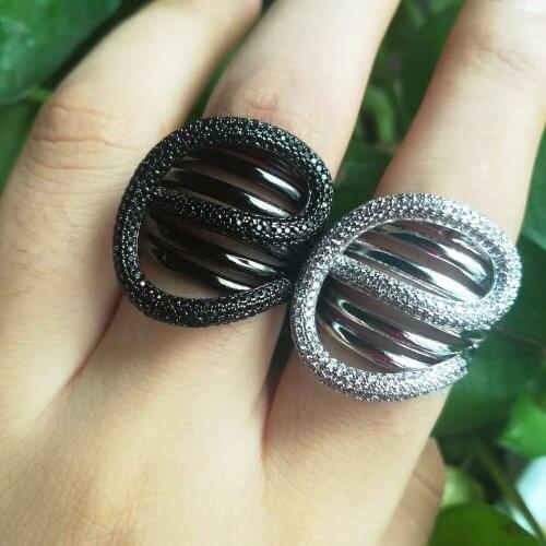 Blachette Dubai Morocco Cross Lines Ring for Women Full Cubic Zircon Finger Rings Beads Charm Ring Bohemian Beach Jewelry Hot