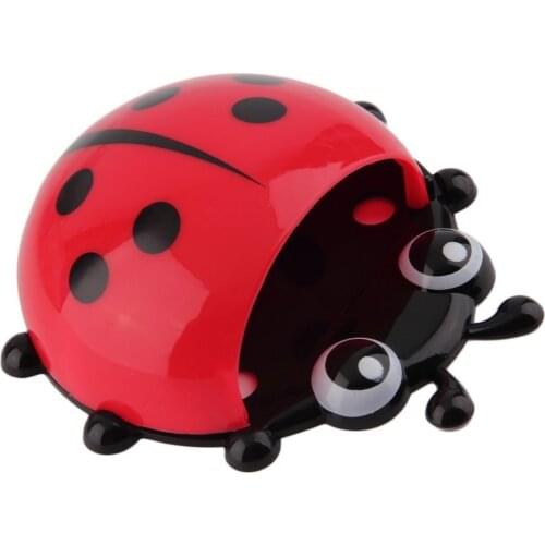 1PC Ladybug Toothbrush Holder Toiletries Bathroom Toothpaste Holder Wall Suction Hooks Tooth Brush Container Organizer