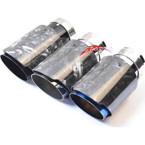 1 PC New Car Style Forged Fiber Carbon Stainless Steel Blue Muffler PIpe Glossy Exhaust Muffler Tip For E63 E90
